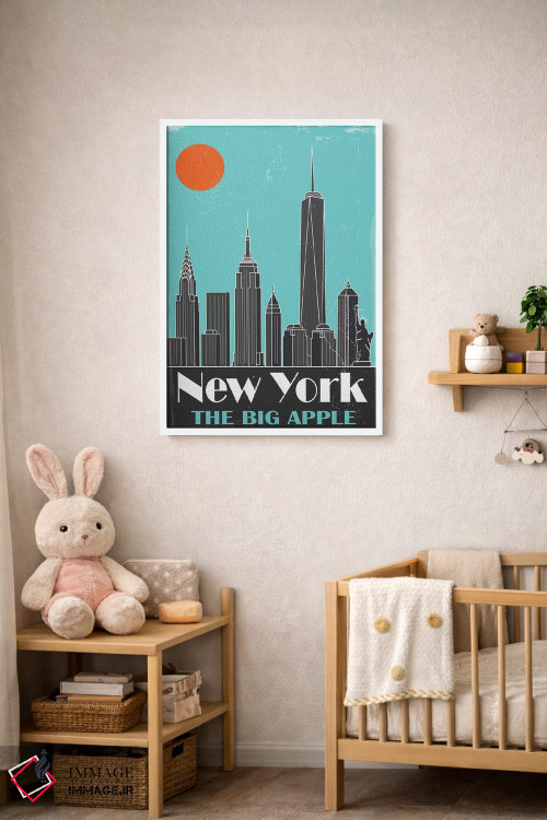 تابلو مدرن نیویورک، آبی آسمانی اثر فلای گرافیکس - D2W