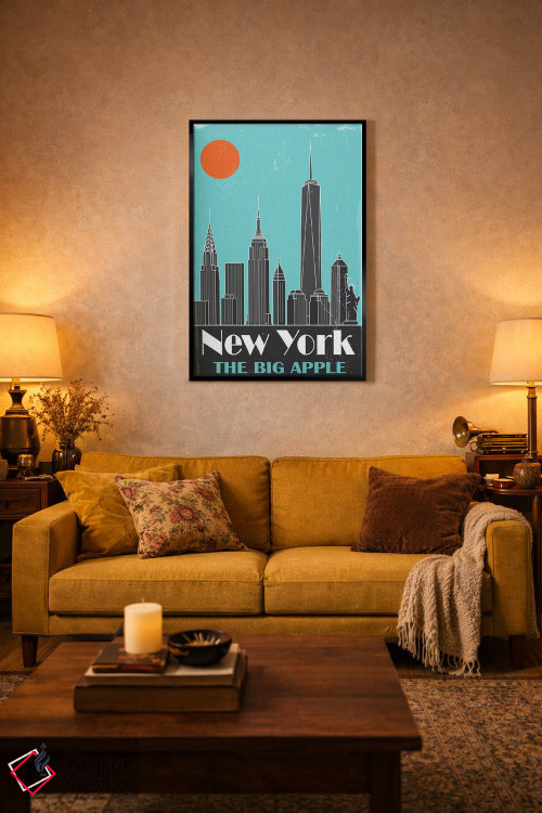 تابلو مدرن نیویورک، آبی آسمانی اثر فلای گرافیکس - D4B