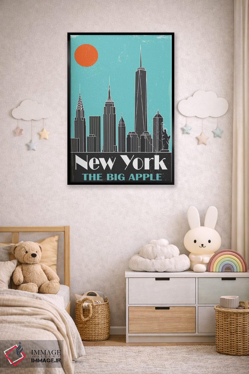 تابلو مدرن نیویورک، آبی آسمانی اثر فلای گرافیکس - D6B