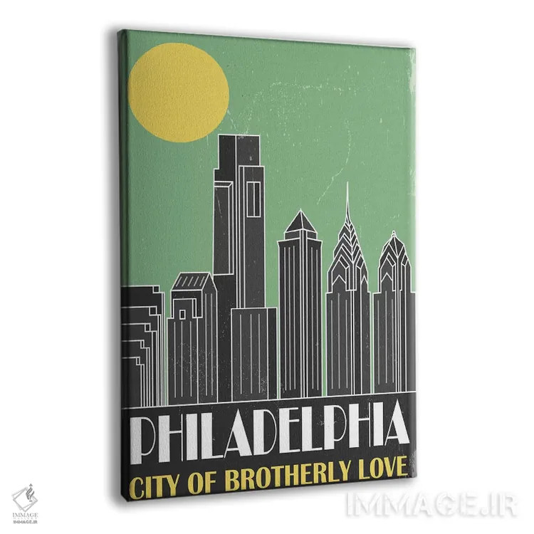 تابلو مدرن فیلادلفیا، سبز اثر فلای گرافیکس - نمای پرسپکتیو محصول