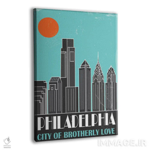 تابلو مدرن فیلادلفیا، آبی آسمانی اثر فلای گرافیکس - نمای پرسپکتیو محصول