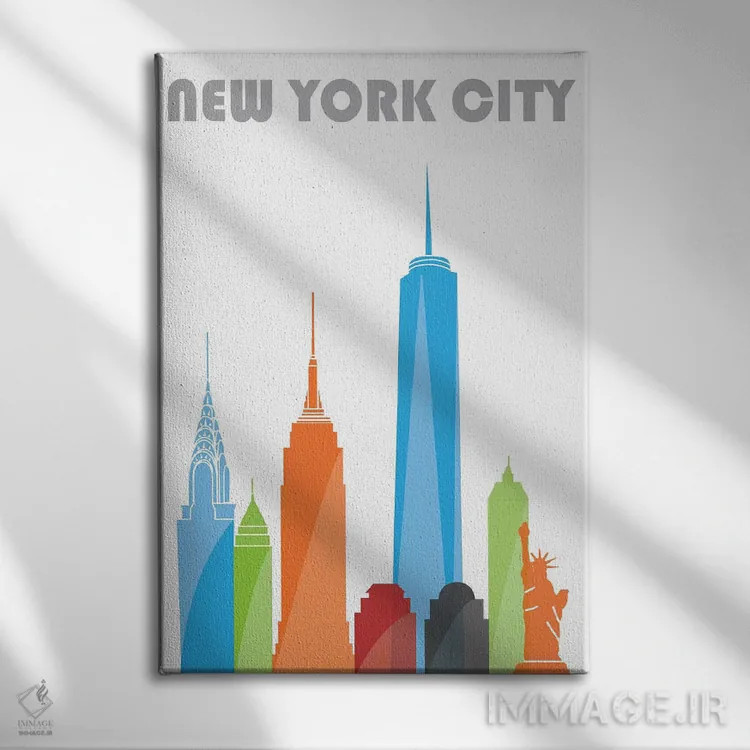 تابلو مدرن نیویورک، سفید اثر فلای گرافیکس - نمای روبهرو روی دیوار