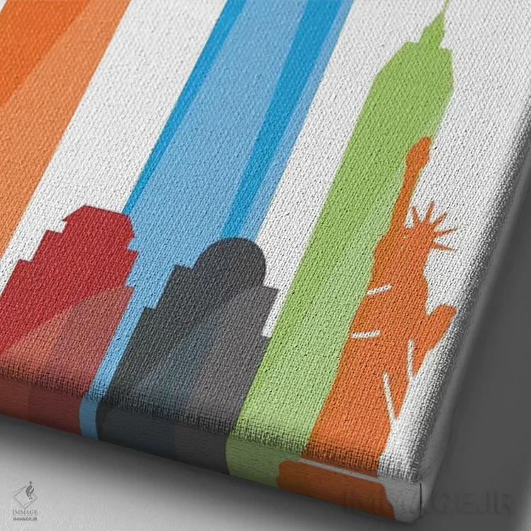 تابلو مدرن نیویورک، سفید اثر فلای گرافیکس - نمای نزدیک بافت بوم