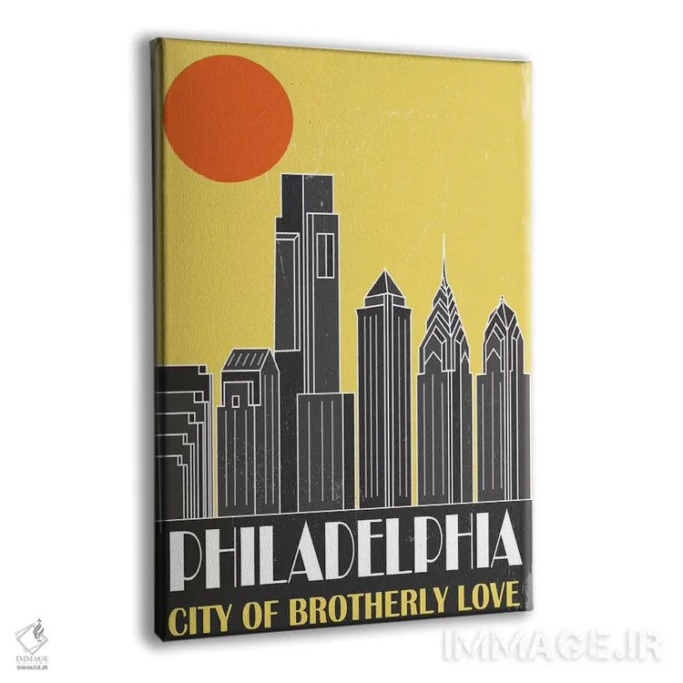 تابلو مدرن فیلادلفیا، زرد اثر فلای گرافیکس - نمای پرسپکتیو محصول
