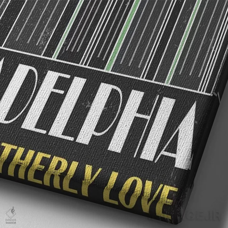 تابلو مدرن فیلادلفیا، سبز اثر فلای گرافیکس - نمای نزدیک بافت بوم