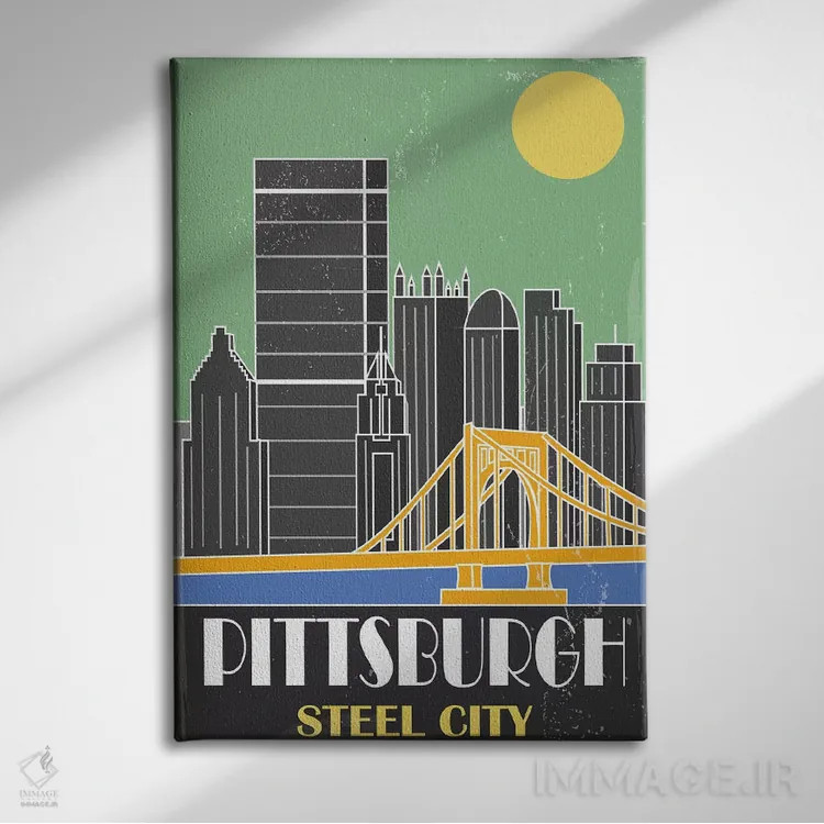 تابلو مدرن پیتزبورگ، سبز اثر فلای گرافیکس - نمای روبهرو روی دیوار