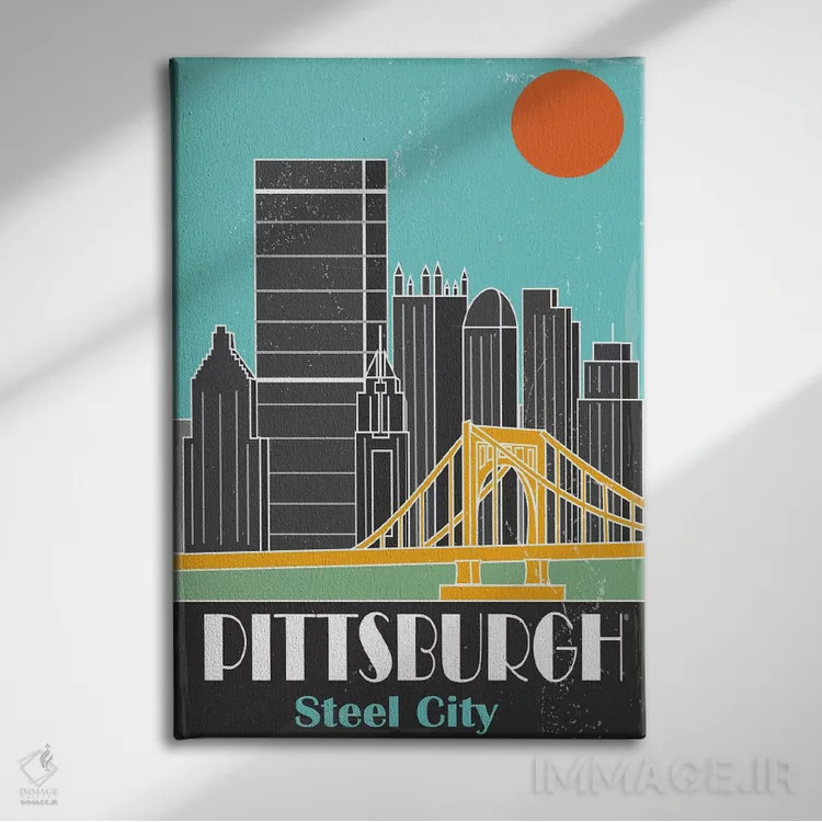 تابلو مدرن پیتزبورگ، آبی آسمانی I اثر فلای گرافیکس - نمای روبهرو روی دیوار