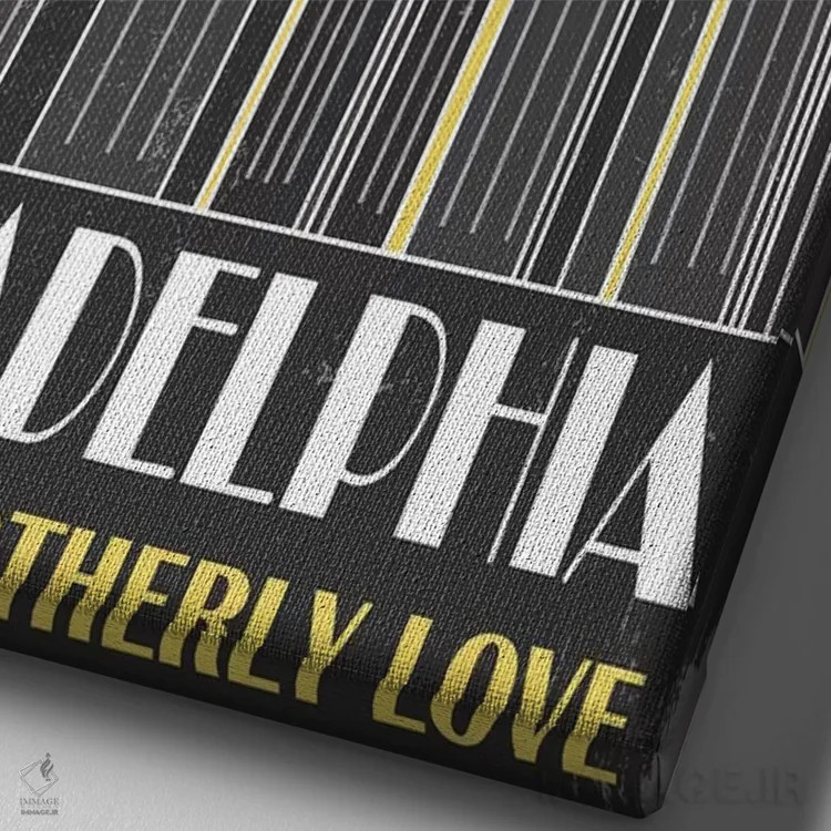 تابلو مدرن فیلادلفیا، زرد اثر فلای گرافیکس - نمای نزدیک بافت بوم