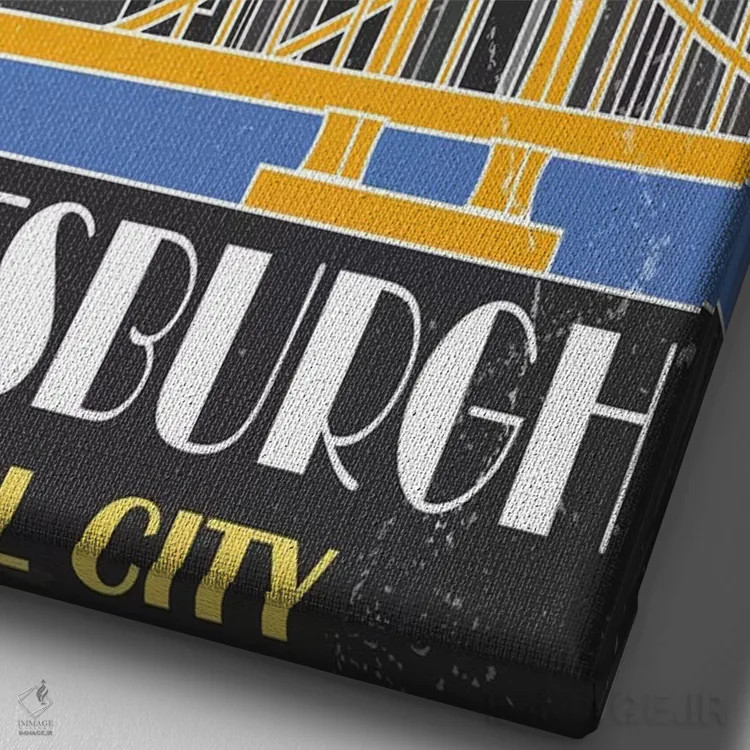 تابلو مدرن پیتزبورگ، سبز اثر فلای گرافیکس - نمای نزدیک بافت بوم