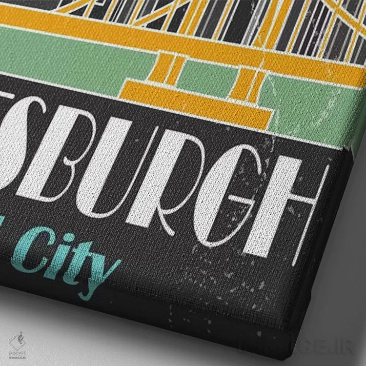 تابلو مدرن پیتزبورگ، آبی آسمانی II اثر فلای گرافیکس - نمای نزدیک بافت بوم