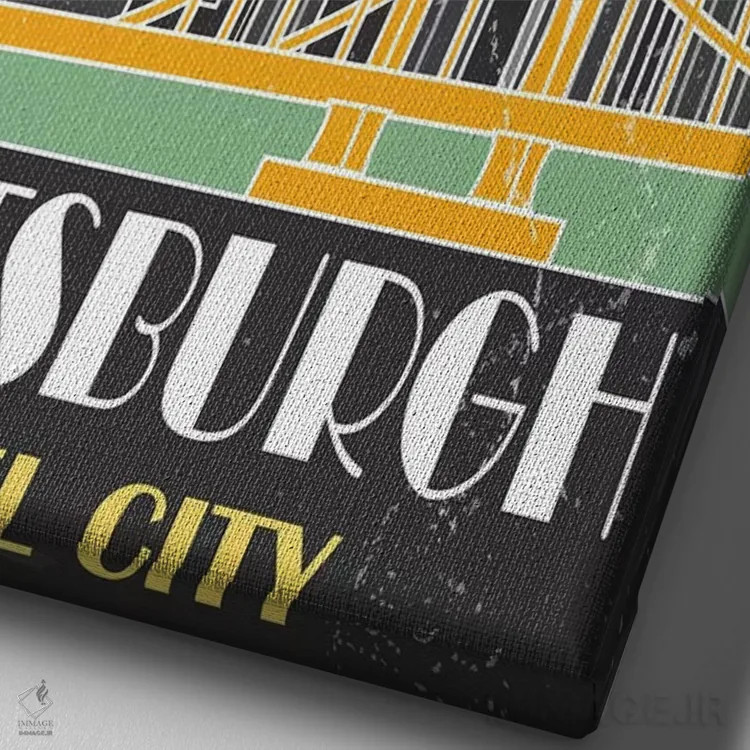 تابلو مدرن پیتزبورگ، زرد اثر فلای گرافیکس - نمای نزدیک بافت بوم