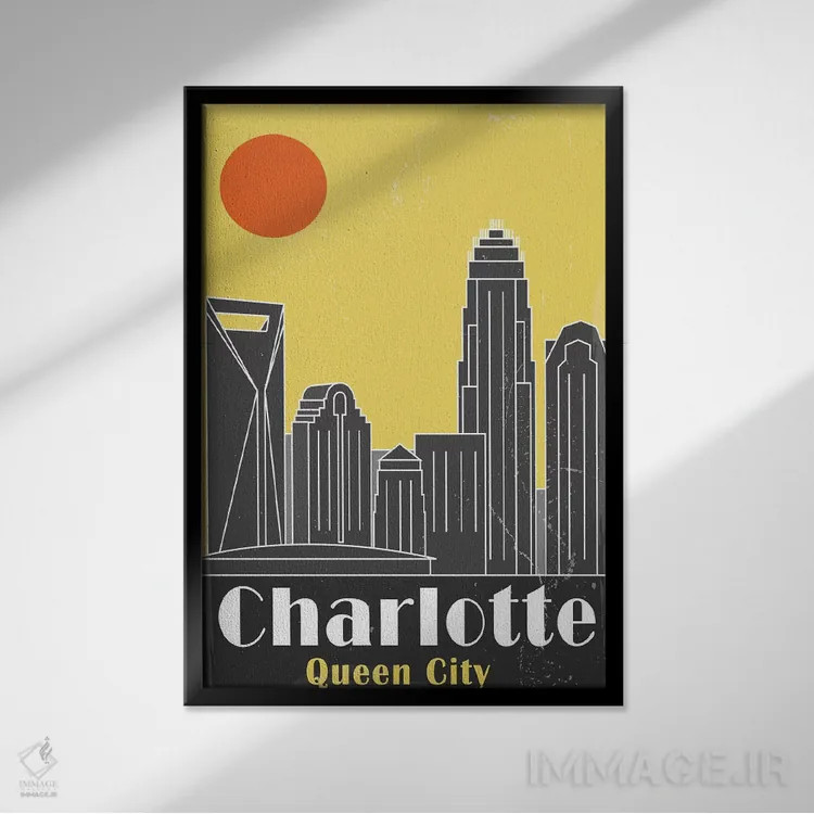 تابلو مدرن شارلوت، زرد اثر فلای گرافیکس - نمای قابدار مشکی