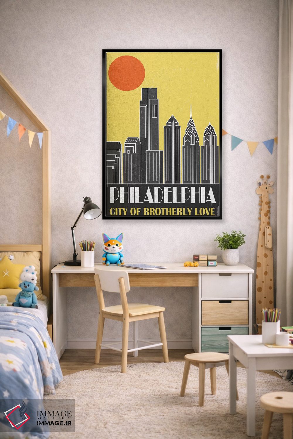 تابلو مدرن فیلادلفیا، زرد اثر فلای گرافیکس - D2B