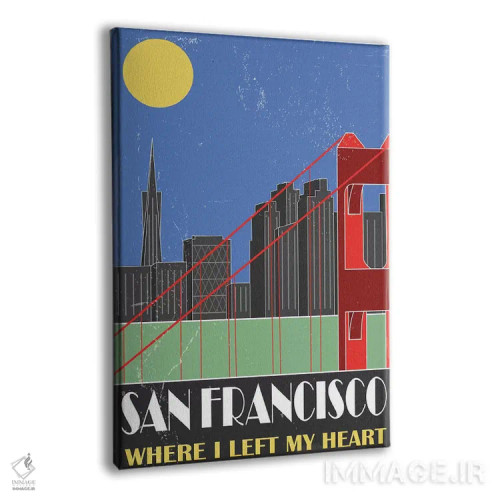تابلو مدرن سان فرانسیسکو، آبی آسمانی اثر فلای گرافیکس - نمای پرسپکتیو محصول