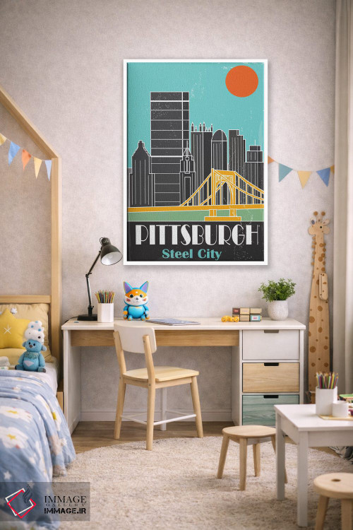 تابلو مدرن پیتزبورگ، آبی آسمانی I اثر فلای گرافیکس - D1W