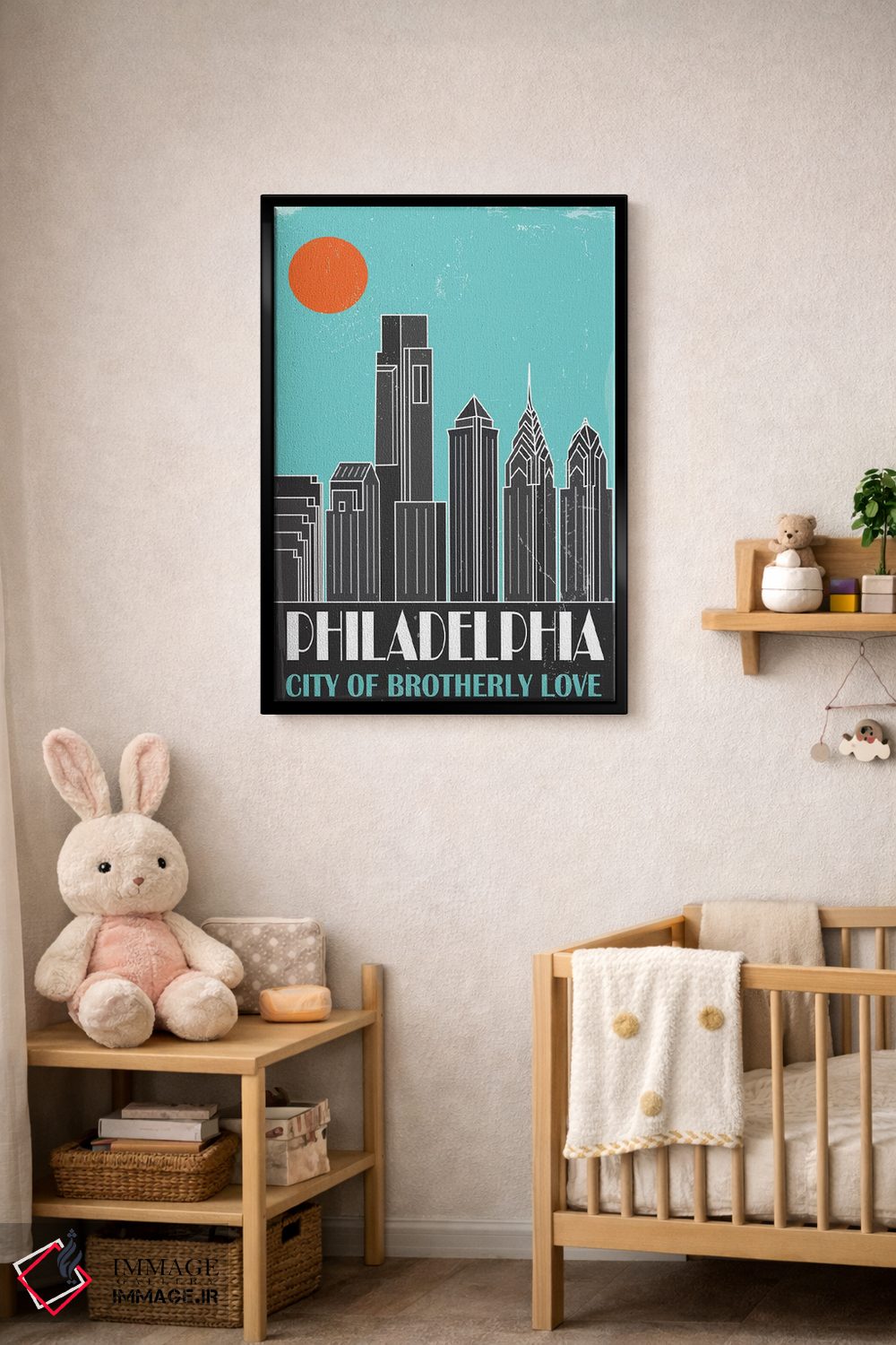 تابلو مدرن فیلادلفیا، آبی آسمانی اثر فلای گرافیکس - D4B