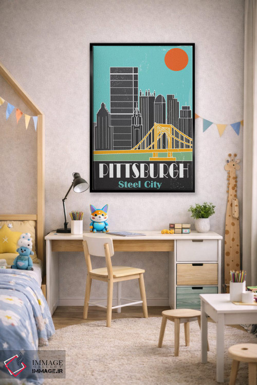 تابلو مدرن پیتزبورگ، آبی آسمانی I اثر فلای گرافیکس - D3B