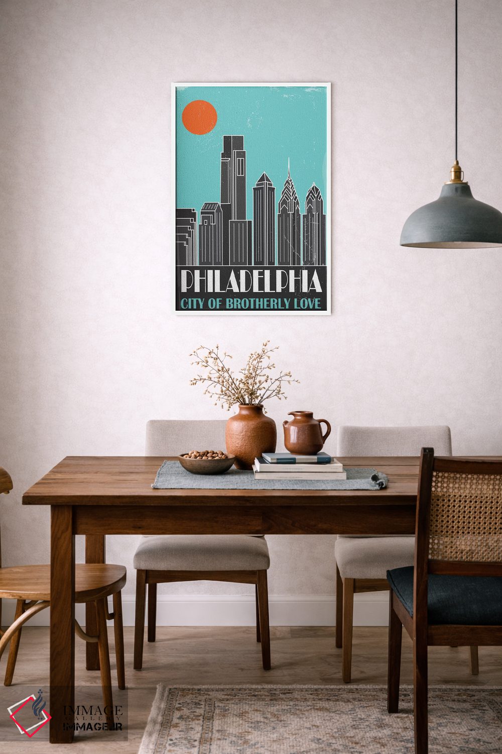 تابلو مدرن فیلادلفیا، آبی آسمانی اثر فلای گرافیکس - D6W