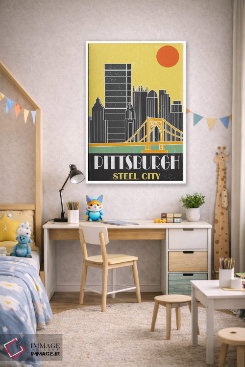تابلو مدرن پیتزبورگ، زرد اثر فلای گرافیکس - D1W
