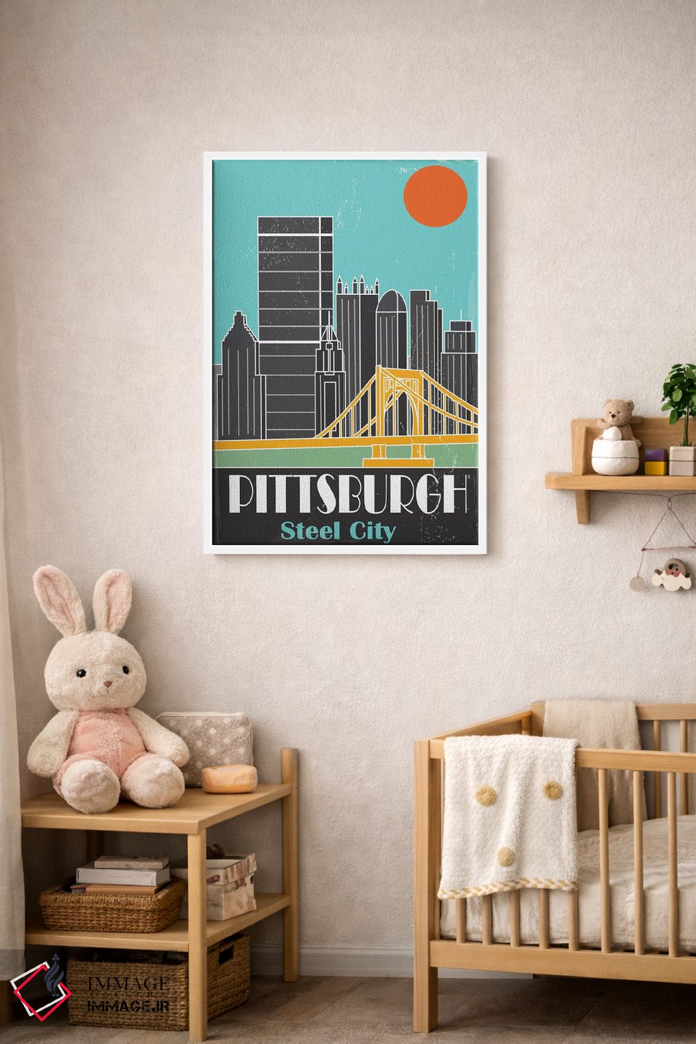 تابلو مدرن پیتزبورگ، آبی آسمانی I اثر فلای گرافیکس - D4W