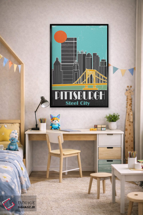 تابلو مدرن پیتزبورگ، آبی آسمانی II اثر فلای گرافیکس - D1B