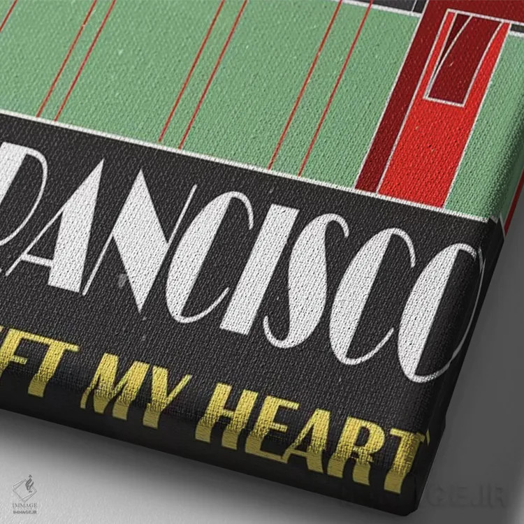 تابلو مدرن سان فرانسیسکو، نارنجی اثر فلای گرافیکس - نمای نزدیک بافت بوم