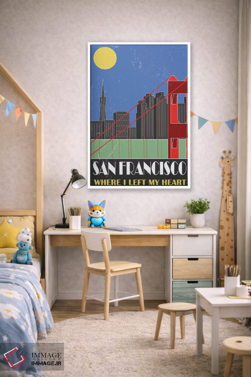 تابلو مدرن سان فرانسیسکو، آبی آسمانی اثر فلای گرافیکس - D1W