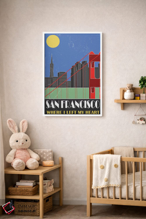 تابلو مدرن سان فرانسیسکو، آبی آسمانی اثر فلای گرافیکس - D3W