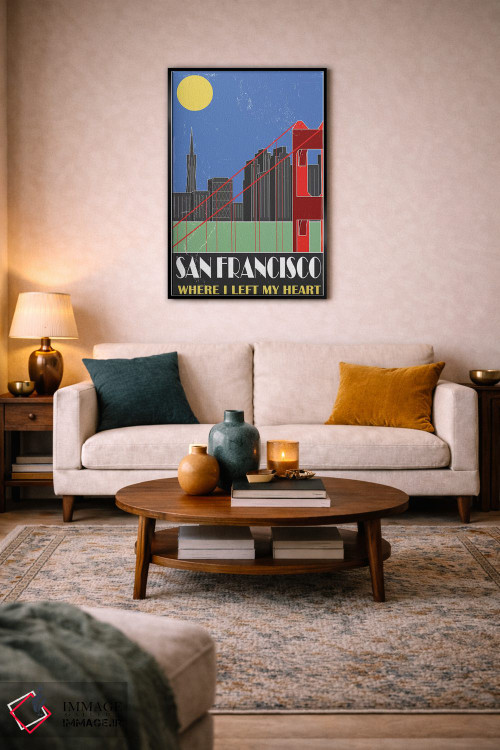 تابلو مدرن سان فرانسیسکو، آبی آسمانی اثر فلای گرافیکس - D5B