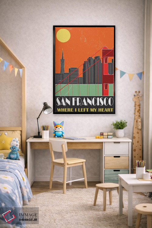 تابلو مدرن سان فرانسیسکو، نارنجی اثر فلای گرافیکس - D2B