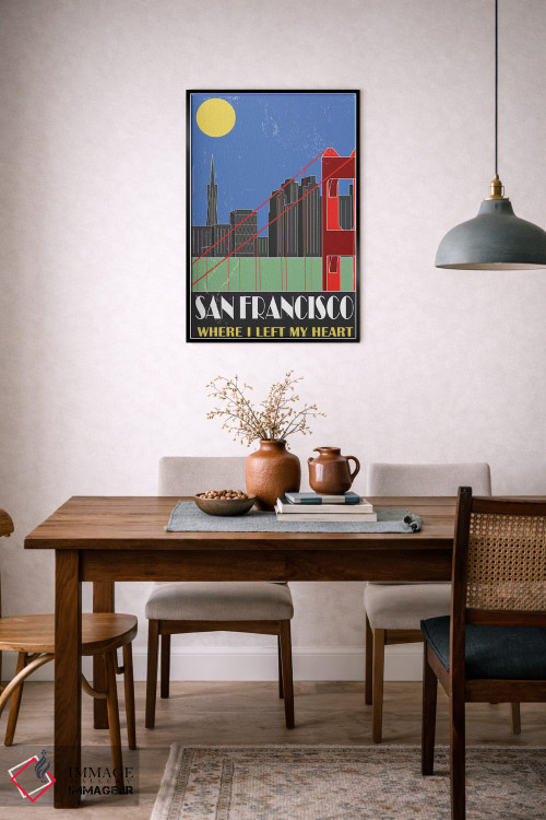 تابلو مدرن سان فرانسیسکو، آبی آسمانی اثر فلای گرافیکس - D6B