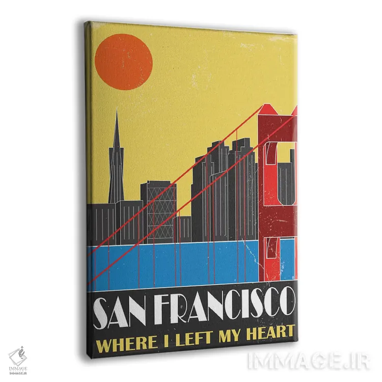 تابلو مدرن سان فرانسیسکو، زرد اثر فلای گرافیکس - نمای پرسپکتیو محصول