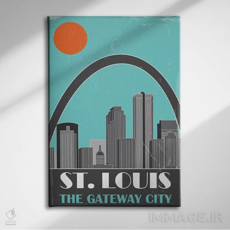 تابلو مدرن سنت لوئیس، آبی آسمانی اثر فلای گرافیکس - نمای روبهرو روی دیوار