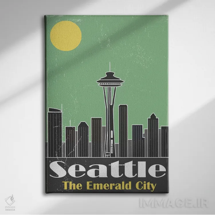 تابلو مدرن سیاتل اثر فلای گرافیکس - نمای روبهرو روی دیوار
