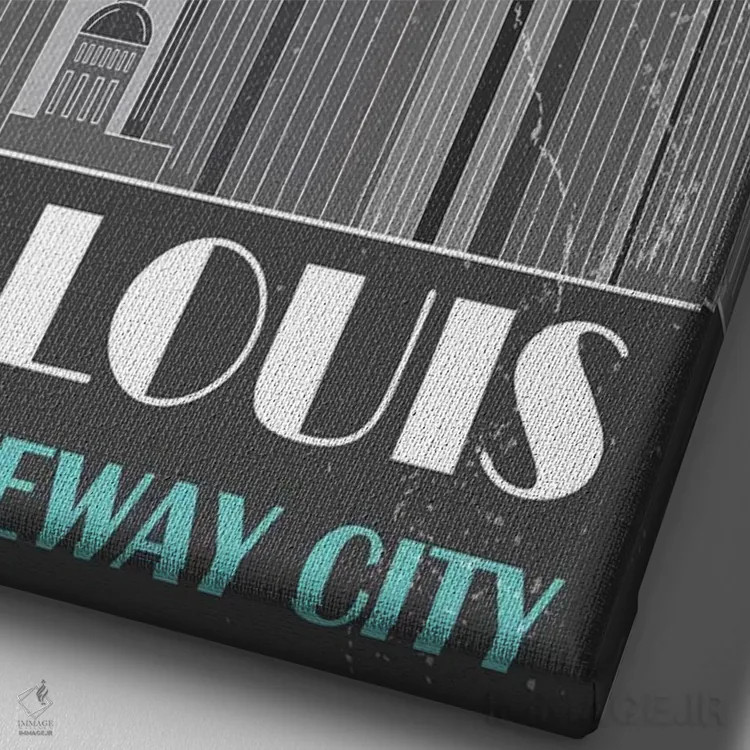 تابلو مدرن سنت لوئیس، آبی آسمانی اثر فلای گرافیکس - نمای نزدیک بافت بوم