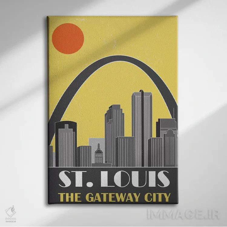 تابلو مدرن سنت لوئیس، زرد اثر فلای گرافیکس - نمای روبهرو روی دیوار