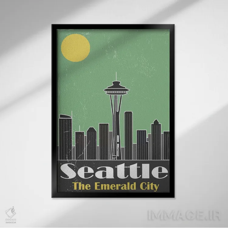 تابلو مدرن سیاتل اثر فلای گرافیکس - نمای قابدار مشکی