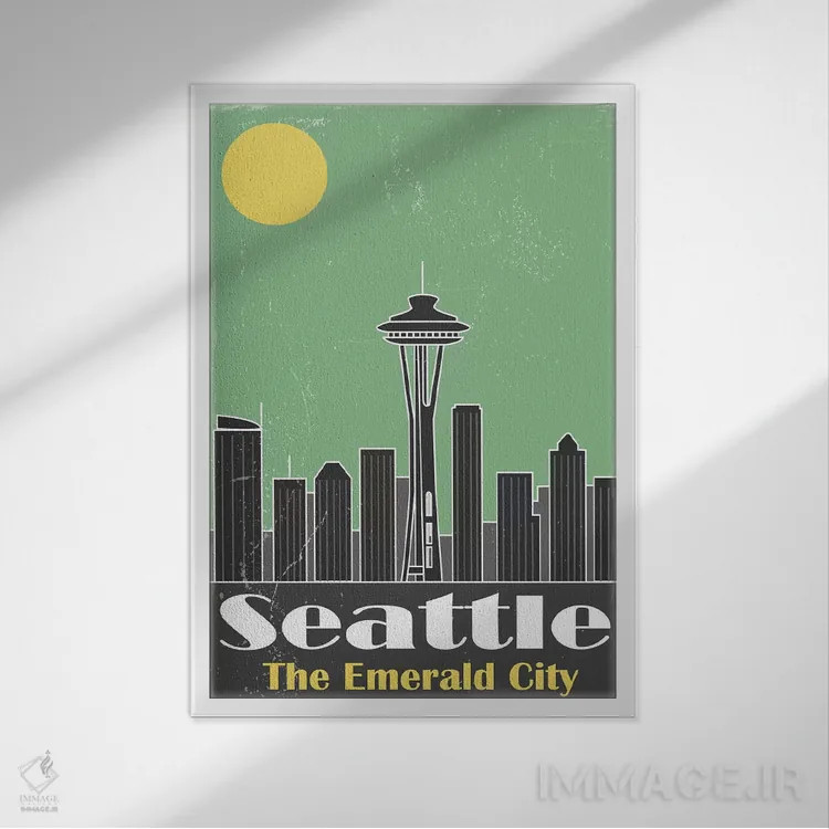 تابلو مدرن سیاتل اثر فلای گرافیکس - نمای قابدار سفید