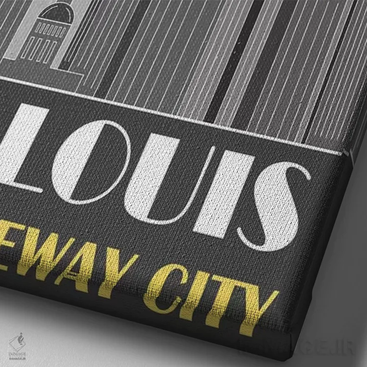 تابلو مدرن سنت لوئیس، زرد اثر فلای گرافیکس - نمای نزدیک بافت بوم