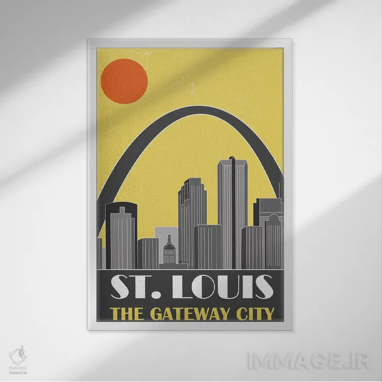 تابلو مدرن سنت لوئیس، زرد اثر فلای گرافیکس - نمای قابدار سفید