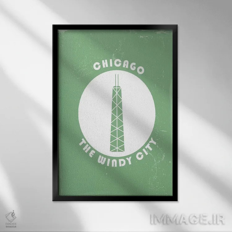 تابلو مینیمال شیکاگو، دایره ای اثر فلای گرافیکس - نمای قابدار مشکی