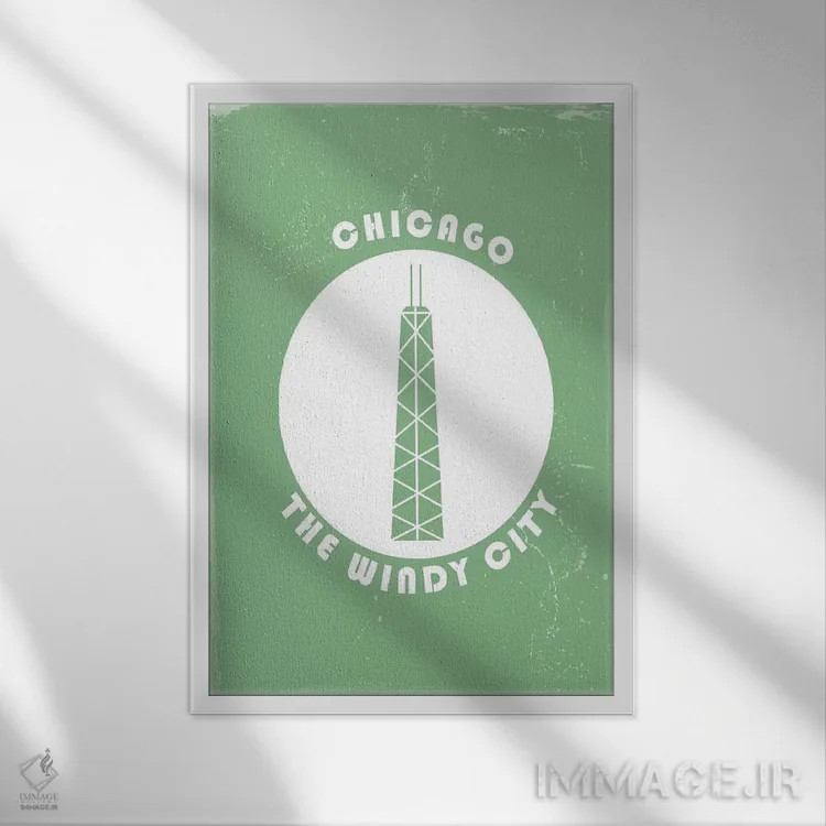 تابلو مینیمال شیکاگو، دایره ای اثر فلای گرافیکس - نمای قابدار سفید