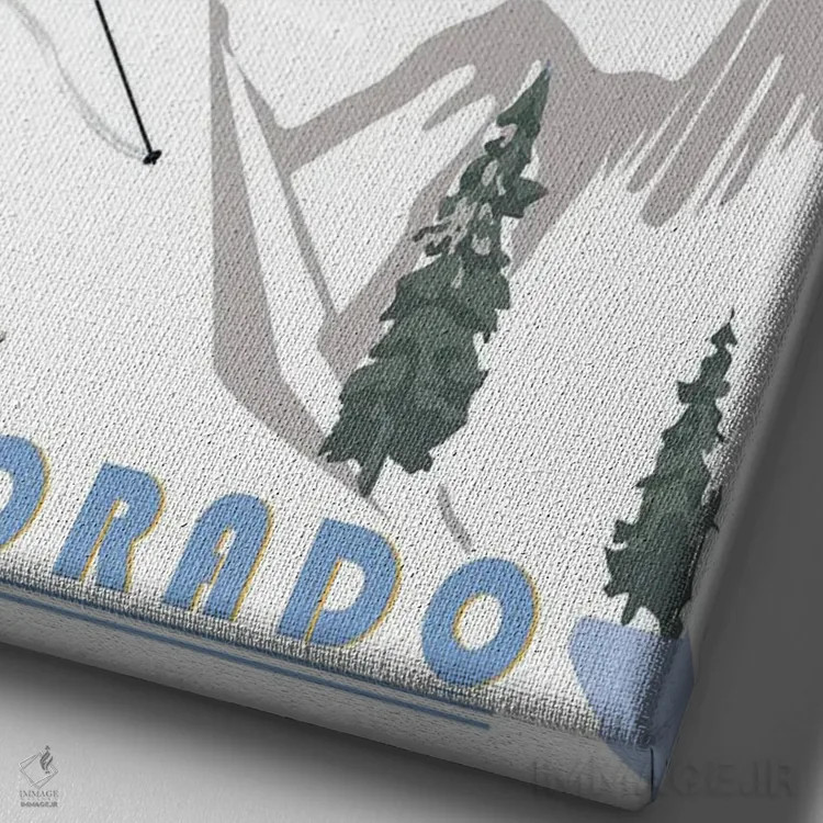 تابلو دکوراتیو اسکی در کلرادو اثر فلای گرافیکس - نمای نزدیک بافت بوم