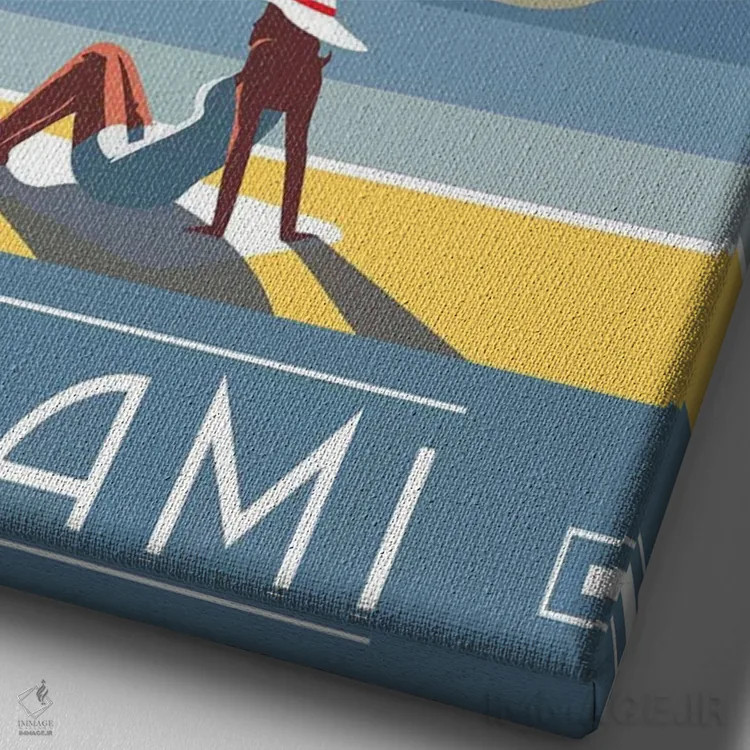 تابلو مدرن میامی اثر فلای گرافیکس - نمای نزدیک بافت بوم