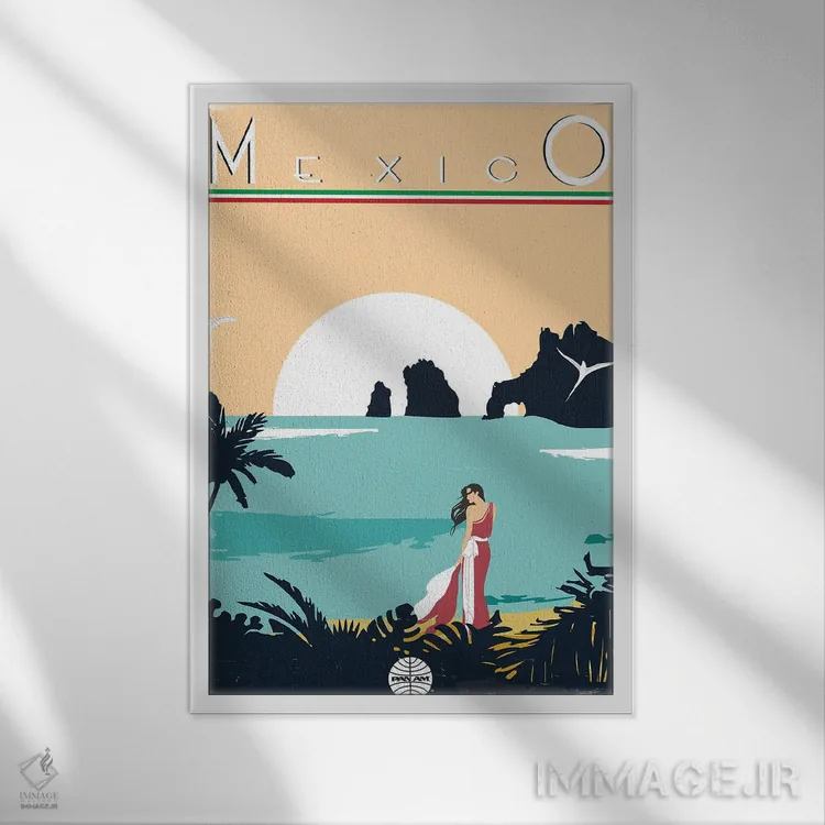 تابلو دکوراتیو مکزیک اثر فلای گرافیکس - نمای قابدار سفید