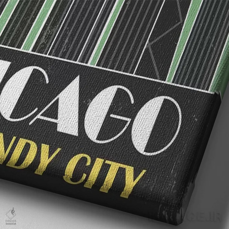 تابلو مدرن شیکاگو، سبز اثر فلای گرافیکس - نمای نزدیک بافت بوم