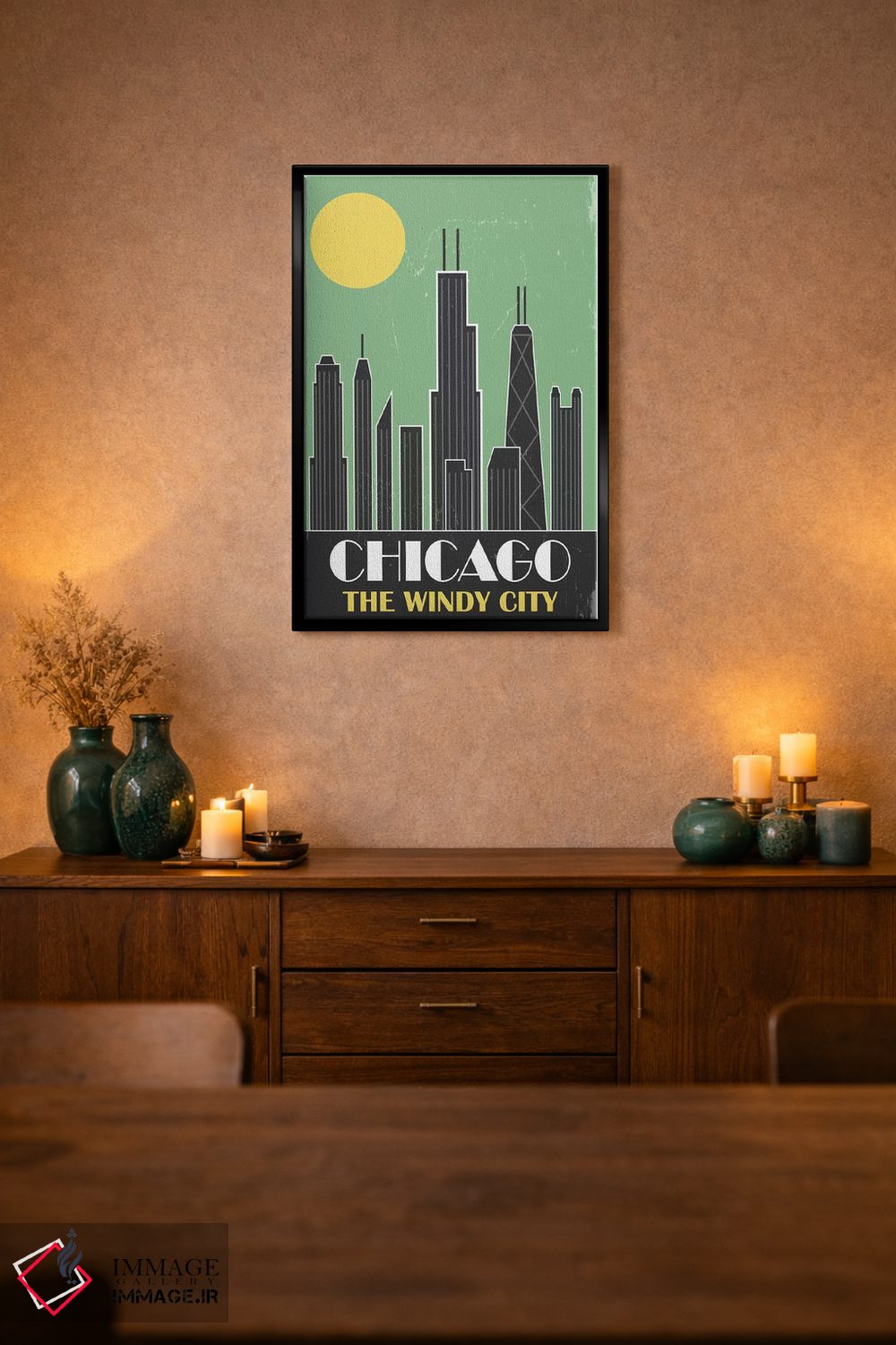 تابلو مدرن شیکاگو، سبز اثر فلای گرافیکس - D2B