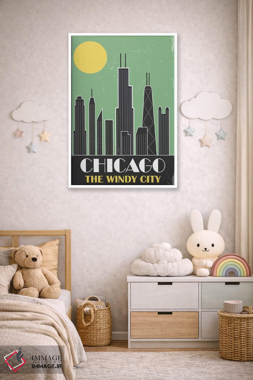 تابلو مدرن شیکاگو، سبز اثر فلای گرافیکس - D4W