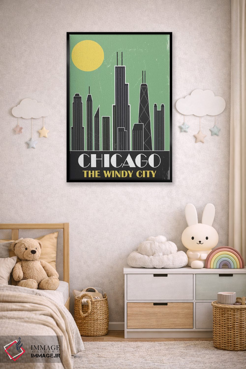 تابلو مدرن شیکاگو، سبز اثر فلای گرافیکس - D6B