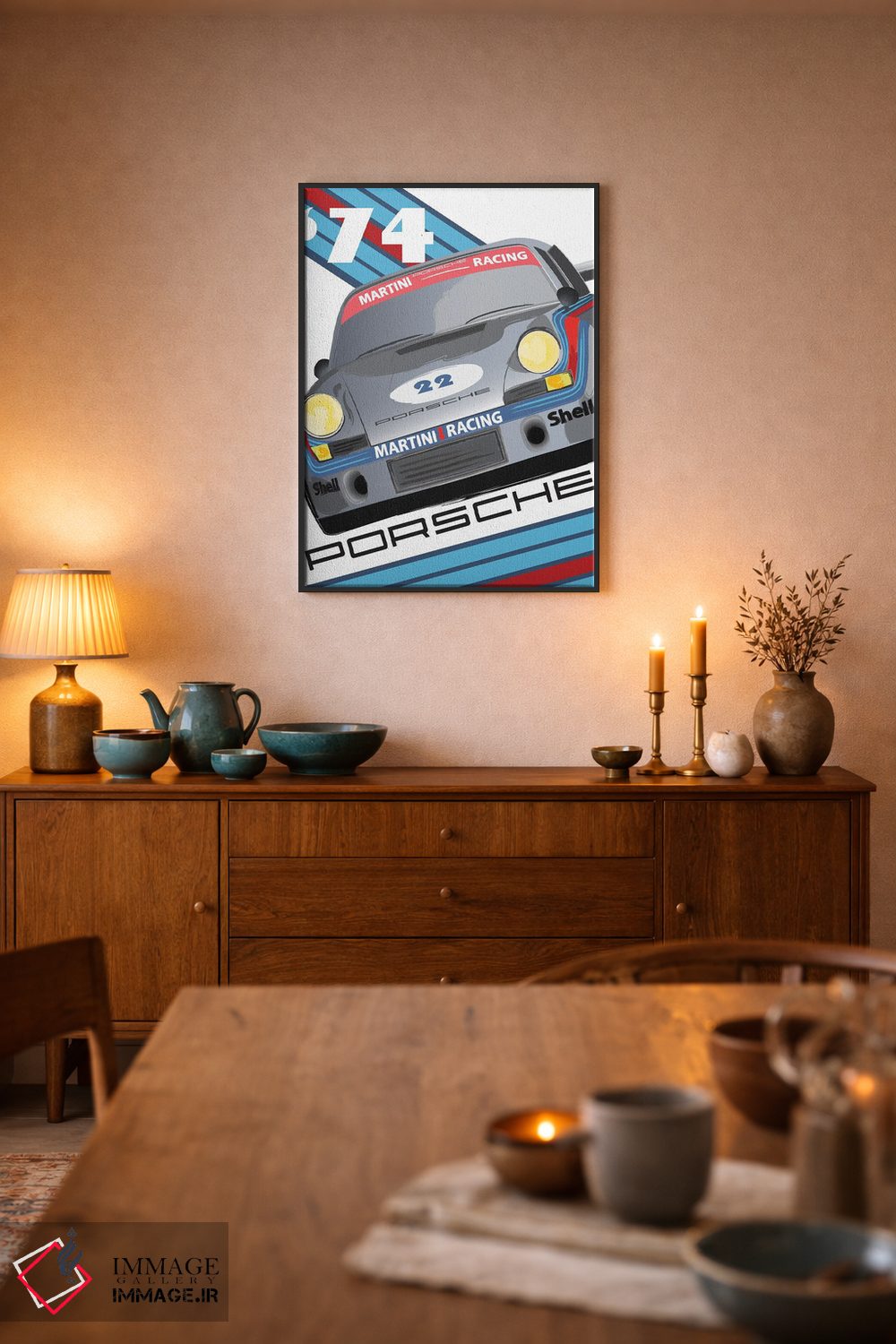 تابلو دکوراتیو ۹۱۱ پورشه ۱۹۷۴ ۲۴ ساعته لمان اثر فلای گرافیکس - D6B